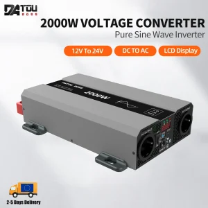 DATOUBOSS 2000W 12V/24V Zuivere Sinus Inverter DC naar AC 220V Auto-omvormer met AC-uitgang USB Type C Draagbare Converter