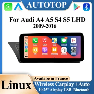 Autotop 10.25 "Draadloze Carplay Android Auto Voor Audi A4 S4 A5 S5 2009-2016 Auto Multimedia Linux Scherm Autoradio Touchscreen