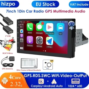 2Gb 32Gb Carplay 7Inch 1 Din Android Auto Radio Gps Universele Auto Multimedia Speler Stereo 1din Video-Uitgang Autoradio Audio Rds