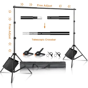 Upgrade achtergrondstandaard fotografiesteunsysteemkit voor fotostudio mousseline achtergronden, papier en canvas met draagtas