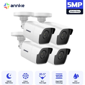Annke 4x Ultra Hd 5mp Tvi Cctv Camera Buiten Weerbestendig Wit Beveiligingssysteem Exir Nachtzicht E-Mail Waarschuwingsset