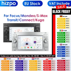 2 Din Android 14 Autoradio Stereo GPS Carplay 4G Autoradio Multimedia Video Voor Ford Focus 2 Mondeo S C Max Kuga Fiesta Fusion