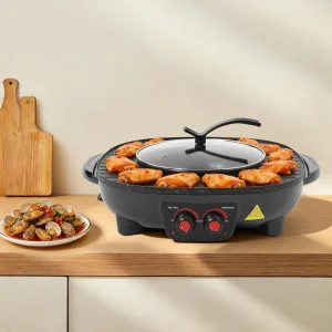 2100W Elektrische Barbecue Hotpot Ofengrill Rauchfreier Hotpot Machine Bbq 2 In 1 Elektro Grillpfanne Shabu Shabu Topf