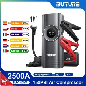 Buture 4 In1 Jump Starter 20000mAh Power Bank 150PSI Pomp Luchtcompressor 2500A Noodbatterij Boost 15V Digitale Bandenpomp