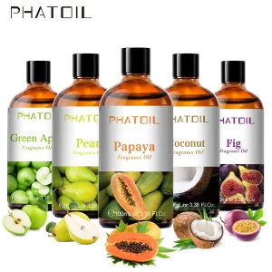Phatoil 100Ml Kokosnoot Perzik Bosbessen Mango Geurolie Appel Banaan Druif Citroen Aroma Olie Voor Olie Diffuser Zeep Kaars Maken