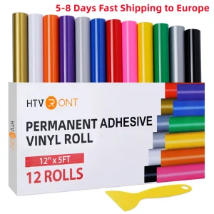 12 Pack Htvront 12inx5ft Meerkleurige Permanente Zelfklevende Vinylrollen Voor Cricut Craft Diy Cup Glazen Telefoonhoes Home Decor Cadeau
