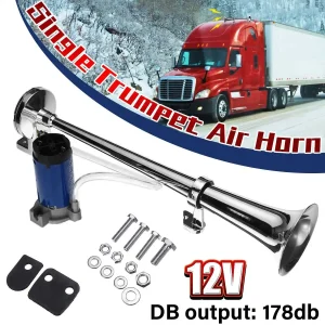 Autohoorn Super Luid 12V 178db Enkele Trompet Luchthoorn Met Compressor Voor Auto Vrachtwagen Vrachtwagen Boot Trein Alle Soorten Auto 'S