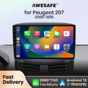 AWESAFE PX9 Autoradio Autoradio voor PEUGEOT 207 207CC 2006-2015 Draadloze Carplay Scherm Android Auto Stereo GPS Navi FM RDS BT