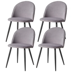 Een set van 4 keuken Scandinavische eetkamerstoelen Slaapkamer Fluwelen dressoir Feest Moderne luxe eetkamerstoelen Ontwerp Uniek meubelen