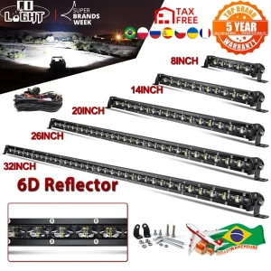 CO LICHT 6D Slanke Led-lichtbalk 12V 8 "14" 20 "26" 32 "38" 44 "50" inch Spot Flood Combo Voor SUV 4X4 Off Road LED-werklamp Lamp