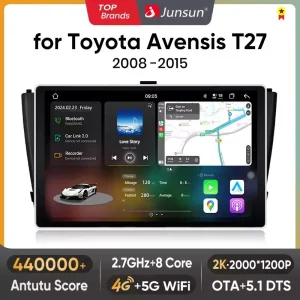 Junsun V3 Plus 2K Draadloze Carplay Android Auto Intelligente Systemen Voor Toyota Avensis T27 2008-2015 Multimedia Autoradio