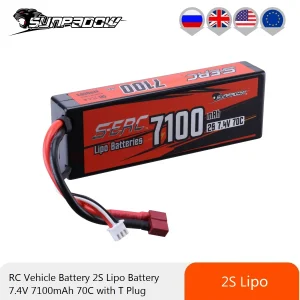 Sunpadow 2S 2P 7.4V Lipo Batterij Voor 7100Mah 70c Hard Case Met T Plug Deans Voor Rc Auto Truck Tank Race Hobby