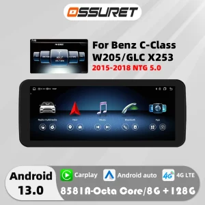 10.25 "Android Auto Radio Multimedia Speler Voor Mercedes Benz C-Klasse W205 2015-2018 NTG 5.0 DSP Carplay 2DIN Head Unit 4G Fm