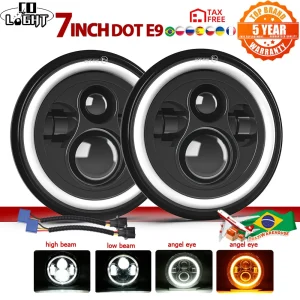 CO LICHT Running Lights 80W Auto Led H4 7inch Auto Accessoires Angel Eyes H4 Led Koplamp Voor Lada Niva 4X4 Uaz Offroad 12V 24v
