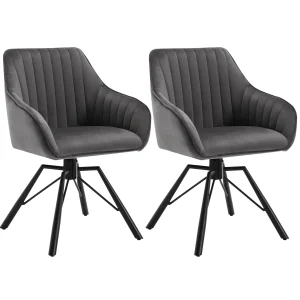 2 stks/set Draaibare Eetkamerstoelen Fluwelen Woonkamer Ergonomische Vrijetijdsstoel Gestoffeerde Lounge Keukenstoel met Armleuningen
