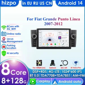 7862 7Inch Android 14 Autoradio Multimedia Speler Voor Fiat Linea Grande Punto 2007-2012 1Din Carplay navigatie Stereo Head Unit