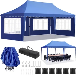 Paviljoen Popup Prieel 3X6M Waterdicht Opvouwbaar Tuinhuisje Tuintent Party Tent Met 4 Zijpanelen 6 Zandzak Uv50 + In Hoogte Verstelbaar
