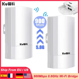 Kuwfi 5.8G 900Mbps Cpe Brug Buiten Waterdichte Draadloze Wifi Brug Ap Repeater Router Ptp Tot 1-2Km Met Wan Lan 24V Poe