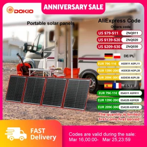 Dokio 160W draagbaar opvouwbaar zonnepaneel met 12V controller Flexibel zonnepaneel voor familiecampenuitje