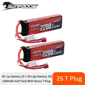 Sunpadow 2S Lipo Batterij 7.4V 40c 2200Mah Met Daans T Plug Voor Rc Vliegtuig Quadcopter Helikopter Drone Quadcopter Fpv Racing
