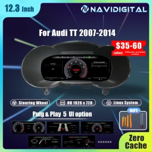10.25 ''Prlingcar Digitaal Dashboard Voor Audi Tt 2008-2015 Jaar Auto Lcd-Paneel Snelheidsmeter Virtuele Cockpit