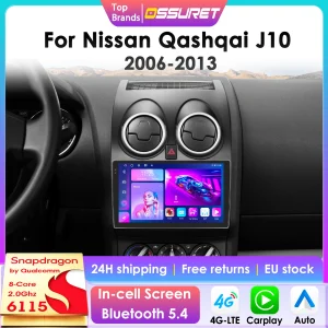 2 din Carplay Android Auto Radio Voor Nissan Qashqai J10 2006-2013 Auto Multimedia GPS Speler 4G autoradio Snapdragon 6115