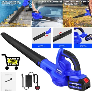 Dayplus Draadloze Bladblazer Met Batterij En Oplader, Elektrische Tuinblazer Draagbare Luchtblazer Voor Schoon Gazon, Stof, Sneeuw