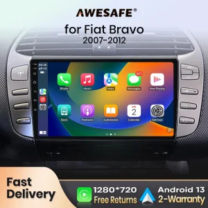 AWESAFE PX9 Autoradio Autoradio voor Fiat Bravo 2007-2012 Draadloze Carplay Scherm Android Auto Stereo GPS Navi FM RDS BT SWC