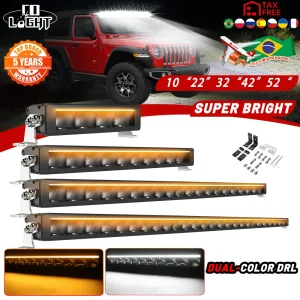 CO LIGHT Nieuwe slanke 52 inch LED-lichtbalk Wit en amber 42 "led-werklamp 6500K 3500K DRL 30000LM Off-road rijlamp 12V 24V