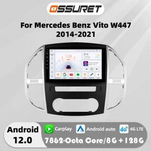 4G Carplay Android 12 Autoradio Voor Mercedes Benz Vito W447 2014-2021 Multimedia speler GPS navi Stereo scherm 2DIN hoofd Unit
