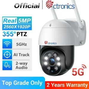 Ctronics 5mp 5G Wifi Bewakingscamera Buiten 360 Menselijke Detectie Automatische Tracking Beveiligingscamera Kleur Nachtzicht Onvif