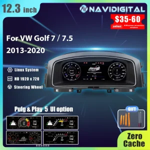 12.3 ''Lcd Digitaal Dashboardcluster Voor Vw Golf7 Mk7 2013-2020 Jaar Ondersteuning Hdmi Carplay Radio Instrumentenpaneel Cockpit