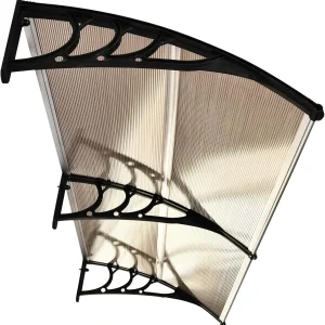Verbeterde Versterkte Luifel Buiten Polycarbonaat Voordeur Terrashoes Tuin Luifel Zonnescherm (Donkerbruin)