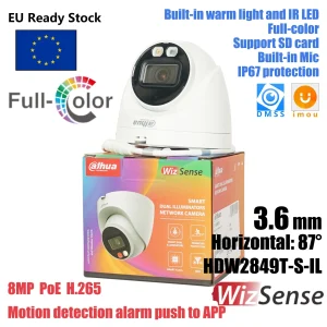 Dahua 8MP Smart Dual Light Vaste oogbol WizSense-netwerkcamera HDW2849T-S-IL Ingebouwd warm licht en IR LED-microfoon