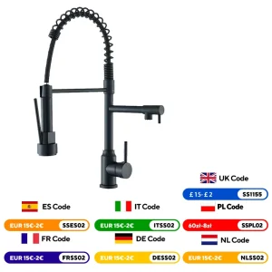 Aanrechtkraan Pull Down Warm en Koud Water Mixer2 Modus Kraan met Dubbele Uitloop 360 Rotatie Flexibel Badrandcombinaties