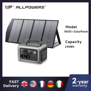 ALLPOWERS R600 draagbare krachtcentrale met zonnepaneel (optioneel), 299 Wh 600 W LiFePO4-batterij voor thuisback-up buitenshuis kamperen RV