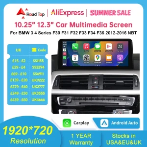 10.25 ''1920*720 Draadloze Carplay Android Auto Multimedia Display Voor Bmw 3 4 Series F30 F31 F32 F33 F34 F36 Nbt Touchscreen
