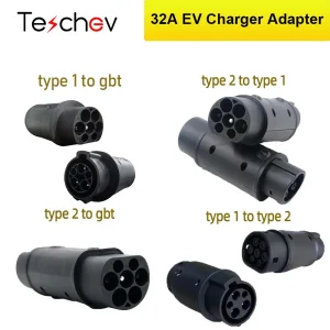 Teschev Ev Oplader Adapter Type1 Naar Type2 Oplaad Connector Type 2 Naar Gbt Plug Adapter Voor Elektrische Auto-Accessoires