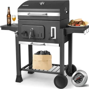 BBQ-grillwagen XXL Houtskoolgrills met deksel Tuingrill met wielen