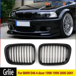 2 × Voor Niergrill Race Grille Geschikt Voor Bmw 3 Serie E46 4 Deur 1998 1999 2000 2001 Hoge Abs Plastic Auto-Accessoires