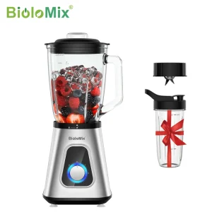 BioloMix 1300W smoothiemaker met glazen pot van 1,5 liter Persoonlijke blender voor bevroren fruitdranken en sauzen
