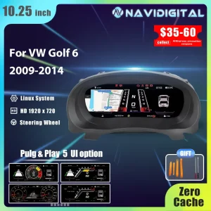 10.25 ''Digitaal Instrumentenpaneel Voor Volkswagen Golf 6 Mk6 2010 11 12 13 2014 Jaar Lcd-Scherm Snelheidsmeter Virtuele Meter