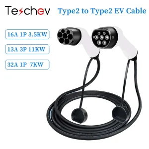 16A/32A 11kW Type naar Type2 EV Oplaadkabel IEC 62196-2 Oplader voor elektrische voertuigen PHEV Auto in openbaar station