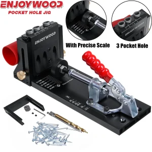 Enjoywood Xk4 Houtbewerking Hellend Gat Plug Jig Pocket Gat Jig Kit Met 9.5Mm Boor Bit Guide Voor Gat Perforator Meubels