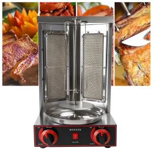 Doner Grill 3000 W LPG Kebap Grill 220 V Gas Doner Kebab Machine voor Kip Kalkoen Tacos Kebab, Roestvrij staal, Zwart