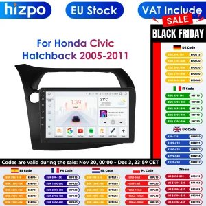 CarPlay Autoradio Multimedia Speler voor Honda Civic Hatchback 2005 2006 2007 2008 2009 2010 2011 Android Auto GPS 2din Autoradio