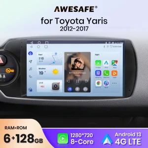 AWESAFE PX9 Plus Autoradio Voor Toyota Yaris 2012–2017 draadloze CarPlay Android Auto Geen 2 din 2din DVD