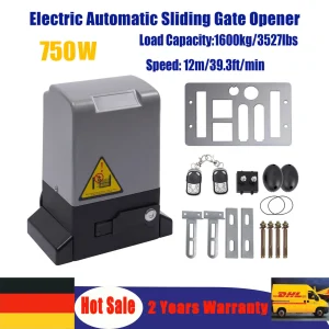 750W elektrische schuifpoortopener Max. 1600kg 1400 RPM Stille automatische elektrische motorset met afstandsbediening en sleutels