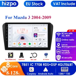 8G + 128G Android 13 Autoradio Voor Mazda 3 2004-2009 Wifi Auto Stereo Auto Dvd Gps Navigatie Stereo Multimedia Speler Mirrorlink