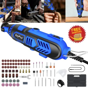 DayPlus 135W elektrisch roterend gereedschap met 80 stuks accessoires Mini roterende multitoolkit, 6 elektrische slijperset met variabele snelheid